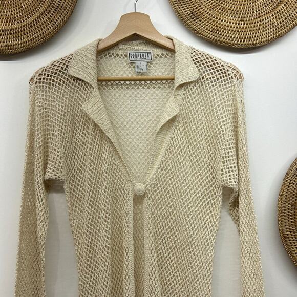 Unique Vintage BB Dakota Boho Bohemian Crochet Knit Long Duster Cardigan Large - Picture 5 of 9